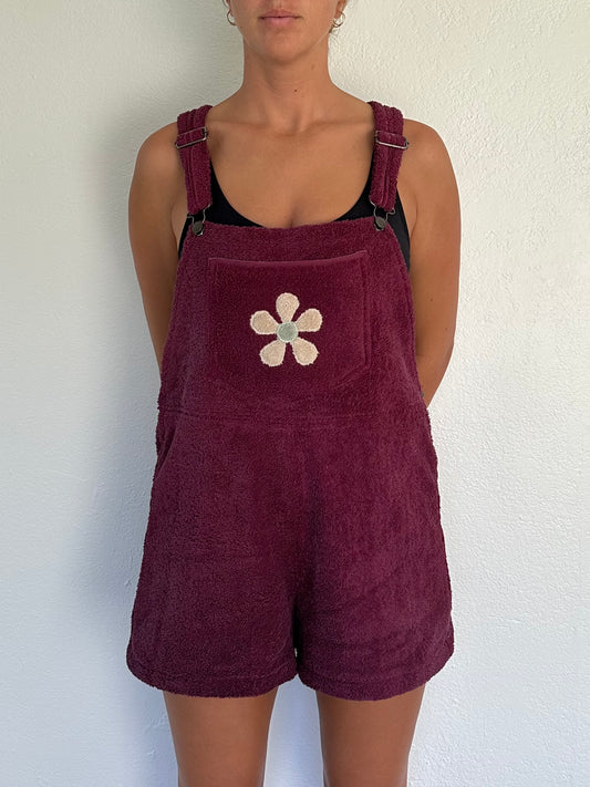 M/L Burgundy Flower Overalls