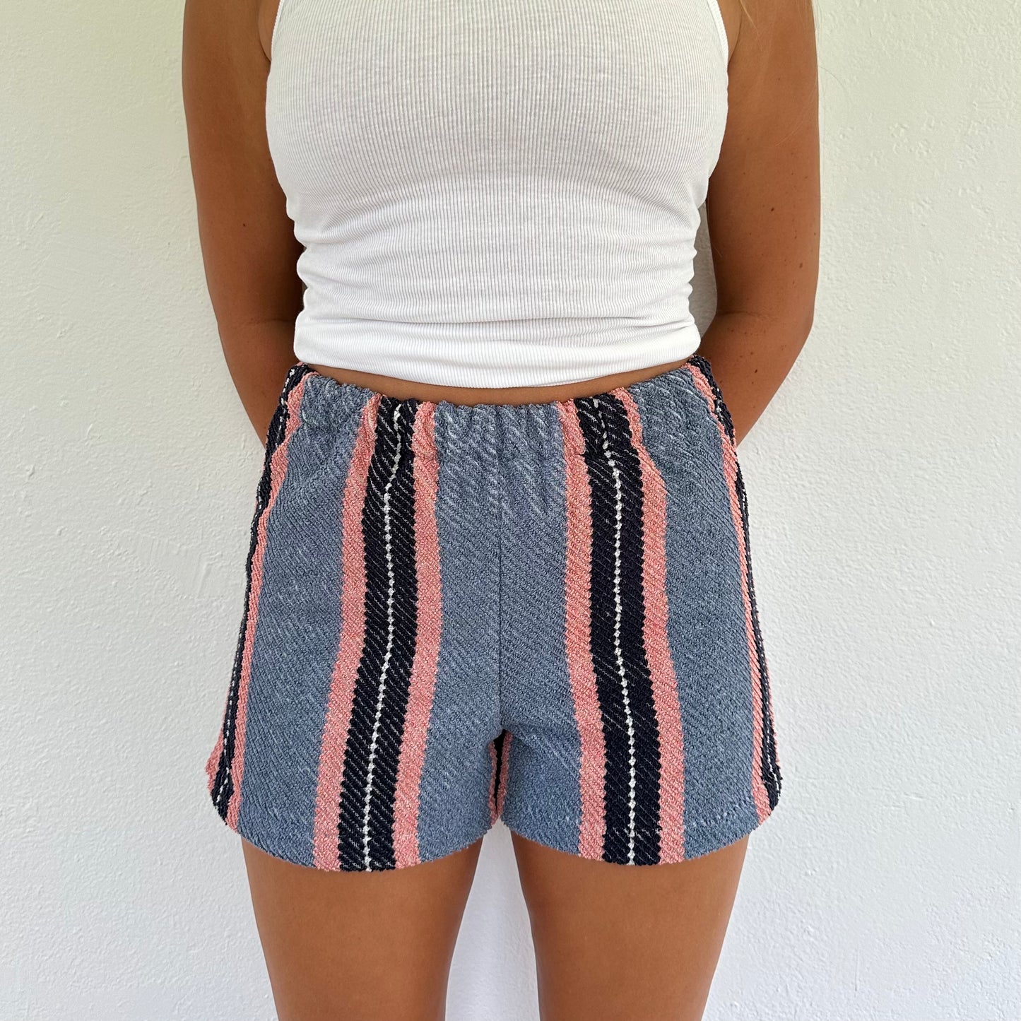 S Textured Striped Shorts