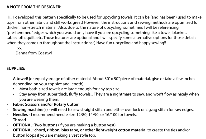 Tops Sewing Pattern